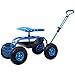 HEIGHYOXP Rolling Garden Scooter with Swivel Seat and Tool Tray - Heavy-Duty Steel Frame, 360° Adjustable Seat, Large Wheels for All Terrains (Blue)