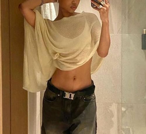 Womens Sheer Poncho Shrug Lightweight Knit Shrug Shawl Boat Neck Mesh Blouse Cover Up Tops Cape Pullover3