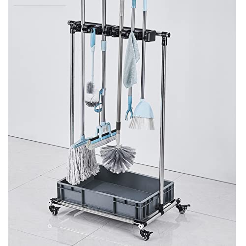 Support pour balai à roulettes et armoire mobile gain de place