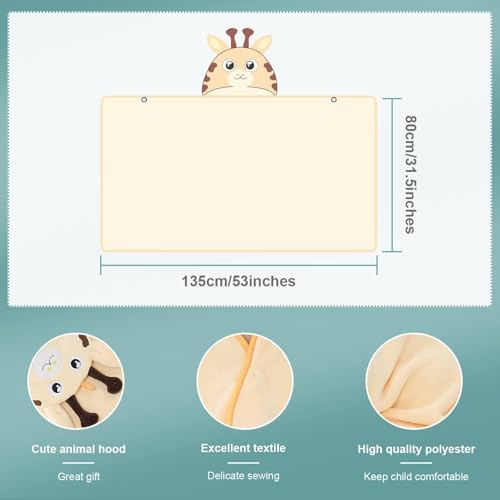 Image of MICHLEY Cartoon Hooded Baby Towel Unisex, Premium Soft Swimming Bathrobe Large Washcloths 31.5 inch x 53 inch for 0-9T (Giraffe)