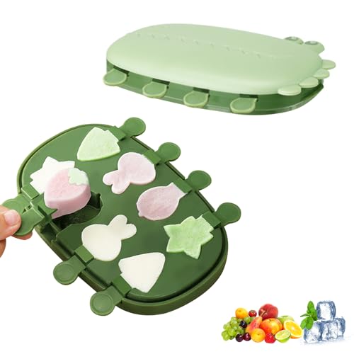 LUMOOM Eisformen Eis am Stiel Silikon, 8 Zellen Eisförmchen, Wiederverwendbar Eis Selber Machen Formen, Dinosaurier Eisformen mit Stiel und Deckel, für Kinder und Erwachsene LUMOOM Eisformen Eis am Stiel Silikon, 8 Zellen Eisförmchen, Wiederverwendbar Eis Selber Machen Formen, Dinosaurier Eisformen mit Stiel und Deckel, für Kinder und Erwachsene