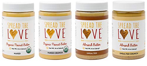 Naked Organic Peanut Butter (Creamy & Crunchy) And Unsalted Almond Butter (Creamy & Crunchy (4-Pack) #TOP6