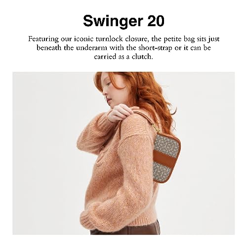 COACH Mini Signature Jacquard Swinger 20, Cocoa Burnished Amb2