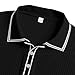 Xiaojmake Men's Knit Polo Sweater Casual Long Sleeve Textured Polo Sweater Lightweight Button Down Striped Knit Golf Sweater Black
