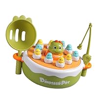 Watreketal Dinosaur Bounce Fishing Game Board Toy Rotating Fishing For Toddler Fine Motor Skill Improvement Family Activity Developmental Toy For Kids