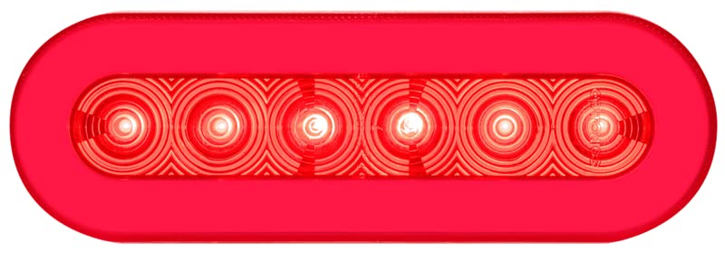 6" Oval GloLight LED Stop/Turn/Tail Light, 22 Super Diode with Grommet and PL3 connector - Red