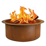 Alsophila 24" Extra Thickened Corten Steel Fire Pit Ring for Outdoor Wood Burning, Heavy-Duty Above & In-Ground Fire Ring, Round Backyard Patio Campfire Accessory for Family Gathering