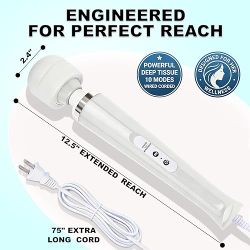 Image of Handheld Electric Back Massager, 10 Speed Wired Deep Tissue Vibrating Massager for Muscle Aches (Pearl)