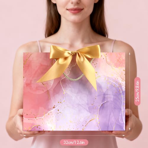 Image of JMANNI Gift Bags, Mothers Day Gift Bags with Ribbon, Portable Paper Gift Bag, Marble Pattern, for Any Occasion, Including Valentines Day Baby Shower Birthday Party Wedding Mothers Day(LP11-DLS07-L