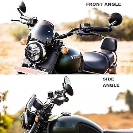 Image of Premium Handle Bar End Mirror compatibility for Jawa 42, Bobber, Classic, Yezdi Roadster, Scrambler, New Reborn Classic, Left and Right Side, Pair