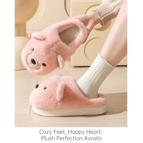 Fuzzy Fluffy Cute Cartoon Bear Cotton Slippers Comfy Autumn Winter Slippers, Cute Fuzzy Plush Winter Indoor Outdoor3