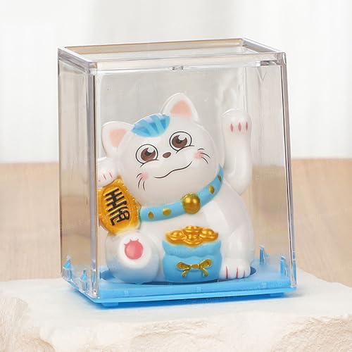Image of FunBlast Maneki Neko Lucky Cat, Waving Arm Solar Powered Good Luck Wealth Welcoming Display Car Decor Paw Up with Arm, Decor Item for Home, Office and Car (Blue)