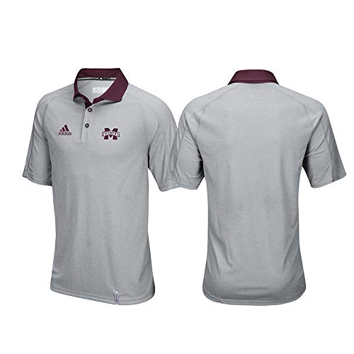 adidas Mississippi State Bulldogs NCAA Men s Sideline Climachill Performance Grey Polo Shirt (S)