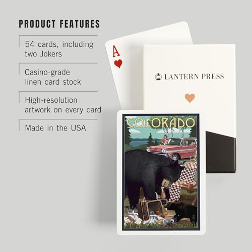 Lantern Press Colorado, Escena de oso y picnic, 52 cartas póker miniatura 3