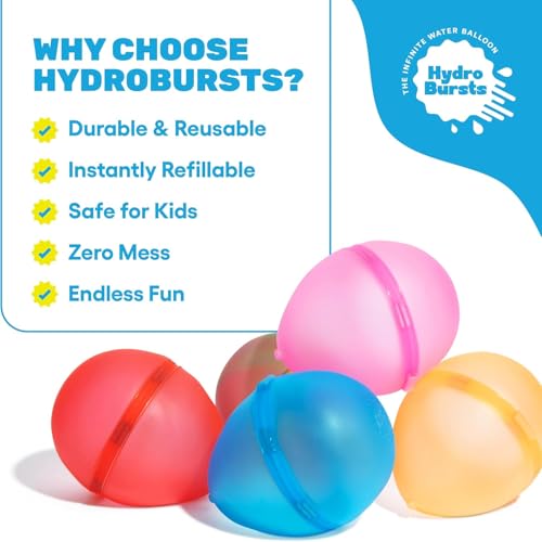 Hydroburst 6-pack Reusable Water Balloons by Relatable, For The Pool, Beach Toys And Outdoor Play Toys, Includes 6 Refillable Balloons image 3