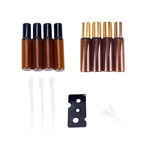 Healifty – Kit de frascos de óleo essencial de vidro, 10 ml, com funis, abridor de tampa, 13 peças
