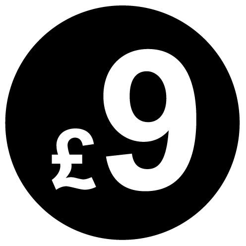 £ Black Price Stickers - 20mm, £9, 10000 — image 1