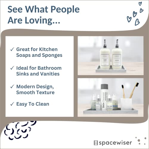 Spacewiser Countertop And Vanity Tray - 2 Pc (11” And 7”) Shatterproof Silicone Kitchen And Bathroom Trays For Counter, Kitchen Sink Soap Dispenser Tray, Vanity Trays For Bathroom, Perfume Key Tray #TOP6