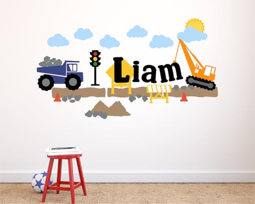 Vinilo Decorativo de Camiones de Construcción Personalizable para Niños miniatura 2