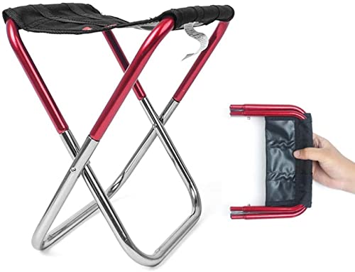 XCC Folding Chair The New Outdoor Simple Folding Stool Mini Portable Barbecue Fishing Folding Chair Train Line Up Maza Stool (Color : Rosso)
