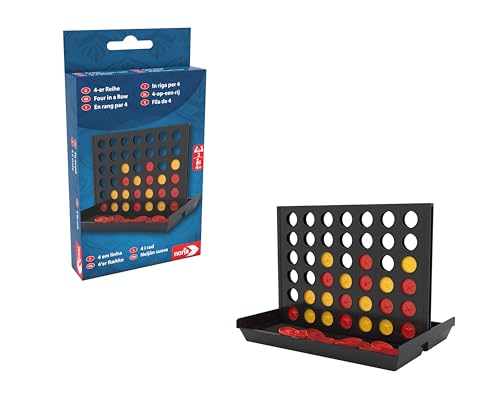 noris Spieleklassiker 4-er Reihe – Strategiespiel für unterwegs, beliebter Klassiker im Reiseformat, vertikales Steckspiel für Zwei Spieler, Denkspiel für Kinder, Logikspiel, ab 4 Jahren
