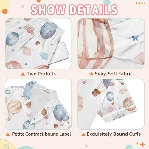 senya Air Balloons Satin Summer Pajama Sets Silk Short Sleeve Button Down Sleepwear3