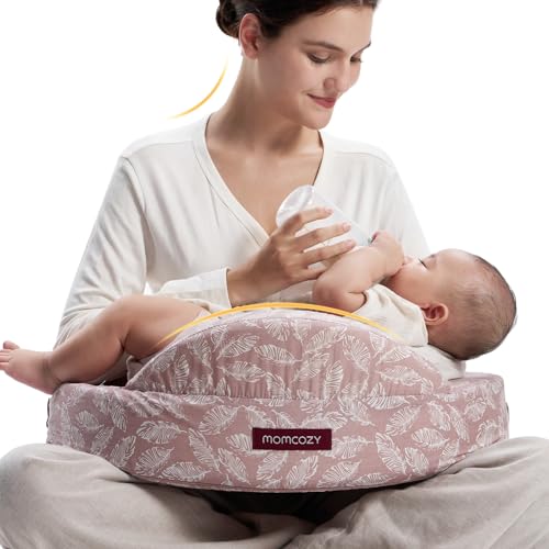 Momcozy Memory-Schaum Stillkissen mit Sicherheitsumrandung – Ergonomisches Still- und Lagerungskissen mit verstellbarem Gurt & abnehmbarem Baumwollbezug, Rosa