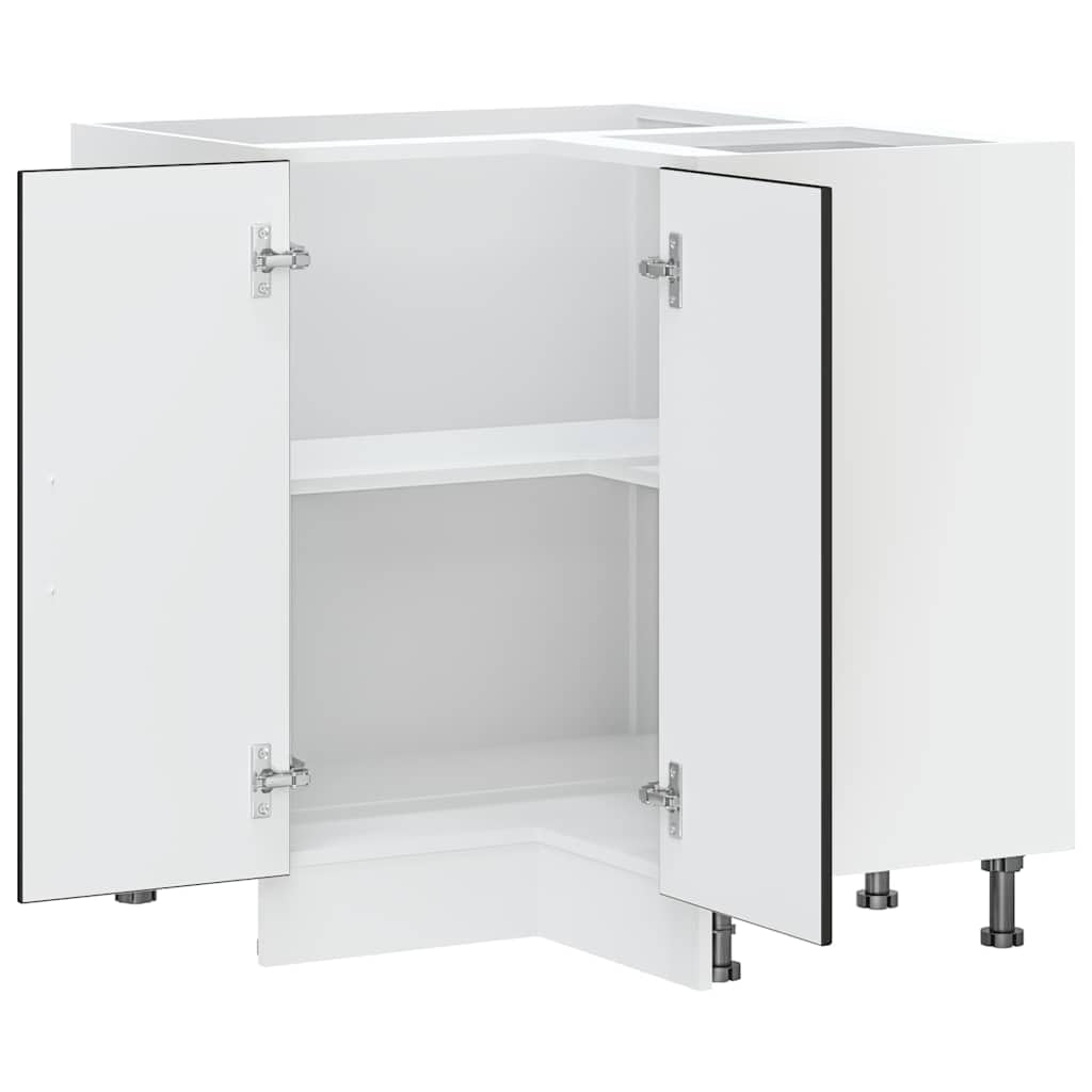 Lucca - Mobiletto angolare da cucina in legno nero, con piedini regolabili, per cucina, sala da pranzo, dispensa, vetrina, multiuso, materiale robusto