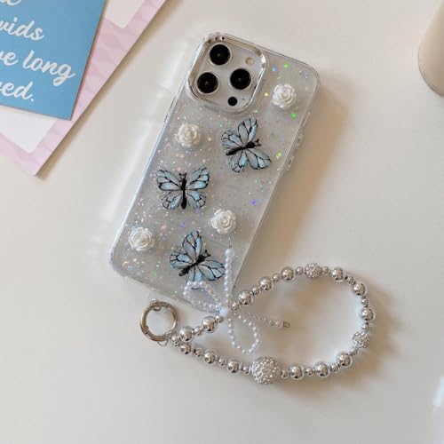 Image of PEEPERLY Back Cover Case for iPhone 15 Scratch Resistant Anti-Slip TPU Shockproof Protective Durable Crystal Flutter Case