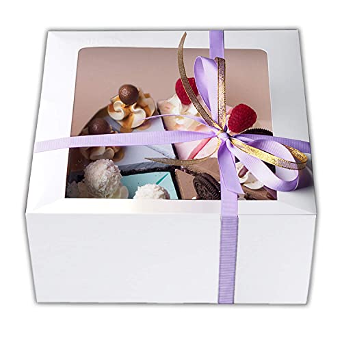 Best Cyber Monday 🔥 Cake Boxes 10 x 10 x 5 , Bakery Box Has a Clear Window, Cake Supplies, 10 Pack.