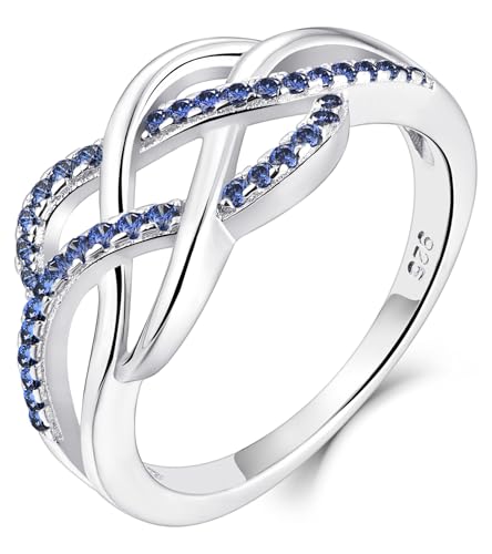 YL Celtic Knot Rings 925 Sterling Silver Twisted Knot Ring Created Tanzanite Infinity Statement Jewelry for Women-size8