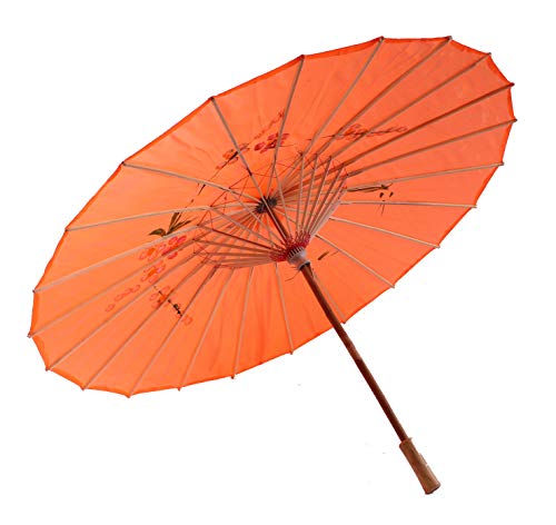 AAF Nommel ® Sonnenschirm 005, Dekoschirm aus Kunstfaser, Wasserfest in orange aus Bambus – Bild 3