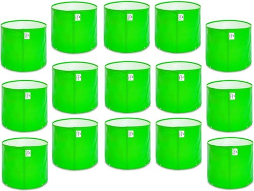 Image of Grow Bag UV Protected 260 GSM | HDPE Grow Bags for Plants | Heavy Duty Green Garden Plant Grow Bag with Drainage Holes | Reusable Vegetable Grow Bag for Terrace Gardening (15, 6X6 INCH)