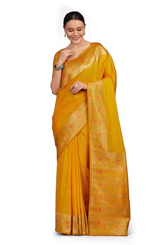 Image of Monjolika Fashion Women's Pure Kanjivaram Style Banarasi Soft Silk Saree With Blouse For Wedding
