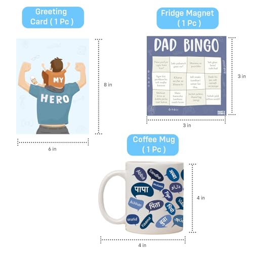 Image of Party Propz Birthday Gift for Dad - 3 Pcs Set with Greeting Card, Fridge Magnet, and Coffee Mug - Gift for Father Birthday from Daughter, Son