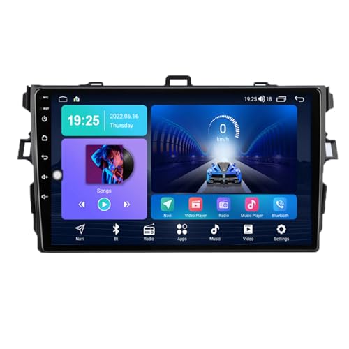 9 Android 14 Radio Estéreo para Coche con Navegación GPS Controles en el Volante/SWC AHD Cámara de Marcha atrás Bluetooth Carplay Radio FM WiFi Control por Toyota Corolla E140/150 2007-2012(D2(8G+25