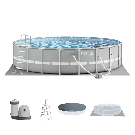 INTEX 26755EH Prism Frame Premium Above Ground Swimming Pool Set: 20ft x 52in – Includes 1500 GPH Cartridge Filter Pump – Removable Ladder – Pool Cover – Ground Cloth