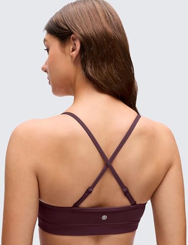 Image of CRZ YOGA Butterluxe V Neck Sports Bras | Light Support, Removable Pads, Yoga, Extremely Soft, Square Back, Adjustable Spaghetti Straps, for Women