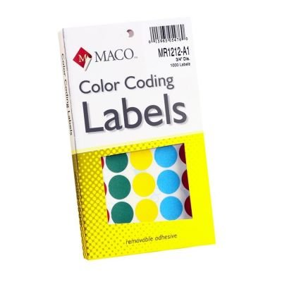Étiquette de code couleur amovible Maco MR1212-A1 ronde