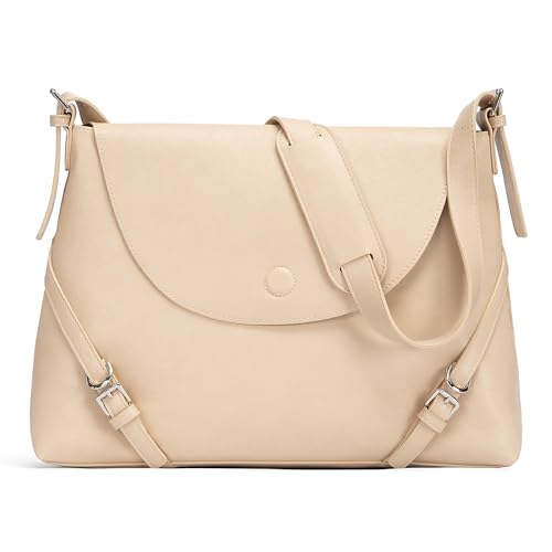 Image of NEWBELLA Tote Bag for Women, Vegan Leather Crossbody Shoulder Bag, Top Handle Satchel Purse for Work, Travel, Daily Use (Apricot Envelope)