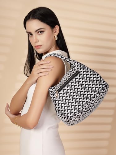 Image of ENSAC Fabric Hand Lunchbag For Women | Trendy Shoulder Bag for Daily Use | Lightweight, Spacious & Stylish Lunch bag for Office, Shopping, & Travel Use