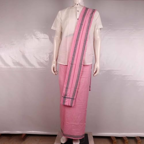 Image of Authentic Sambalpuri Handloom Cotton Unstitched Dhoti with Utari for Men | Traditional Odisha Weave Ikat Dhoti for Festive & Religious Wear