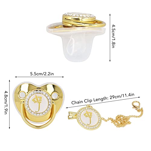 Image of Baby Pacifier Portable Exquisite Alloy Gold Letter Pacifier with Chain Clip for Home Travel J