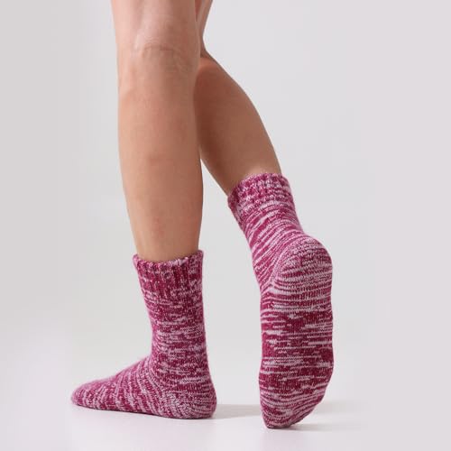Merino Wool Socks Full Cushion Terry Fuzzy Crew Socks For Women Hiking Knit Thick Winter Warm Slouchy Socks4
