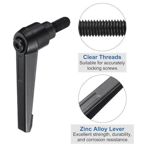 Image of uxcell 16pcs Lever Adjustable Handles M8 x 15mm Metric Male Thread, Level Clamping Handle Hand Stud Knobs Rotating Screw Handles Bolts with Locking Lever, Black