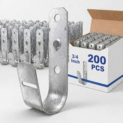 Gisafai 200 Pcs Cable Support J-Hook, 3/4 Inch Metal Garage Hooks for Hanging, Heavy Duty Network...