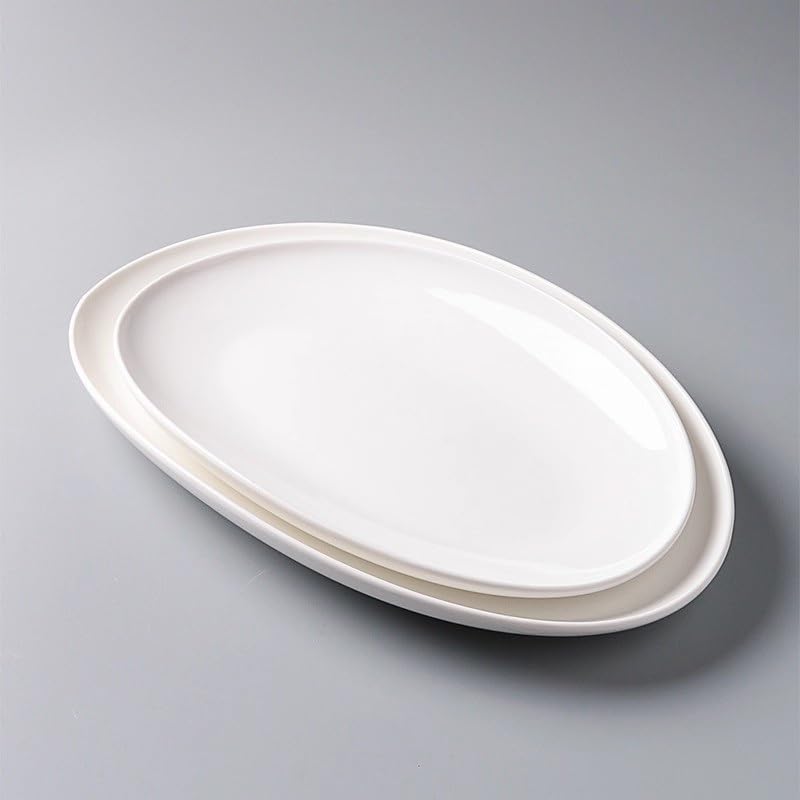 TEESONG Talerz obiadowy talerze do naczyń 12yin hotel kuchnia zastawa stołowa krawędź zimne danie klub chińska restauracja owalny płytki talerz ekspozycyjny specjalny biały porcelanowy talerz do