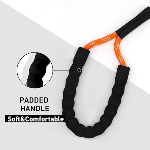 Image of PAWPRO HANDMADE 5 Ft Heavy‑Duty Reflective Dog Leash - Soft Padded Handle + 360 Swivel Clip - Strong Nylon Rope, Tangle‑Free, Safe Night Walks - Ideal for, Medium & Large Dogs (Blaze Orange, 5 Feet)