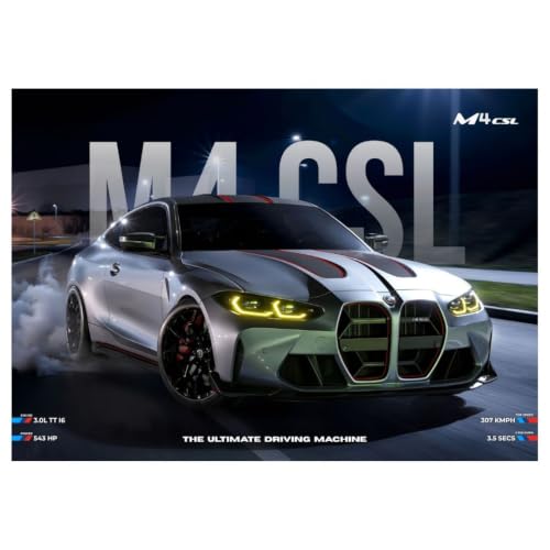 Image of BMV M4 Poster | Car Motivational A4 Sized (31 x 23 cm) | Gift for Boys | Supercar Frames | BMV Poster M4 Competition Sportscar Frame | Car Posters for Wall, Bedroom, Hostel, Study Room (B 042)