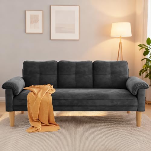 Recopilación de Sofás del mes. 47 MAMALAND Sofá de 3 Plazas de 175 cm de Profundidad | Reposabrazos Acolchados, Patas de Madera Maciza | Respaldo Cómodo, Fácil Montaje | Tapizado Tipo Lino para Sala de Estar y...